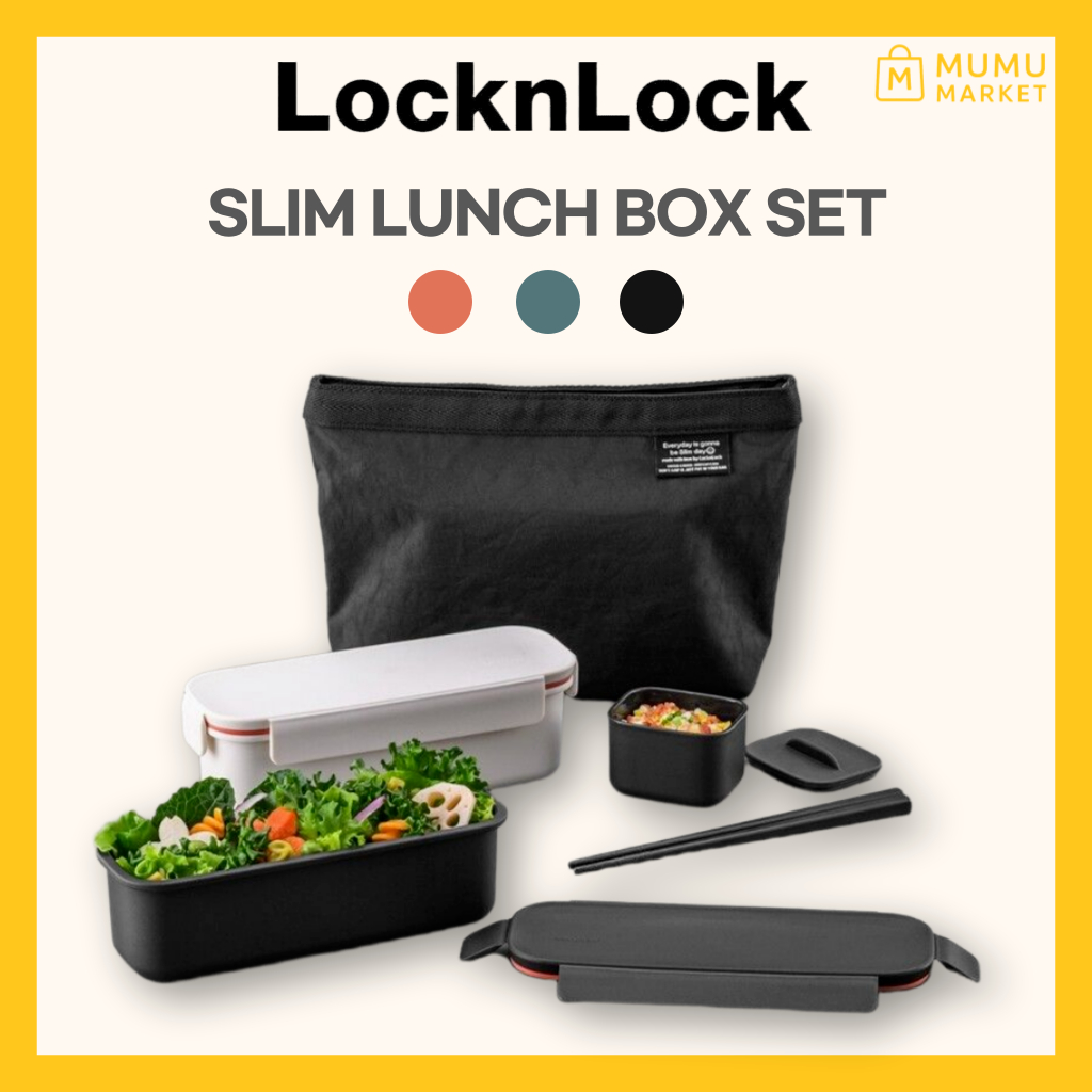 [From Korea] LocknLock Slim Lunch Box Set – With Chopsticks & Pouch, 3 ...