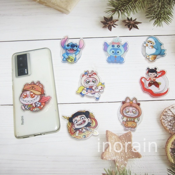Cute Cartoon Anime Stitch Labubu Ne Zha Mofusand Acrylic Pop Socket ...
