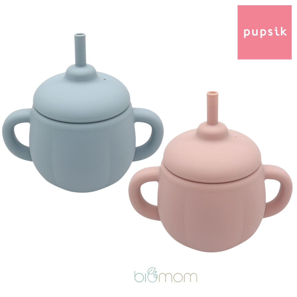 Biomom My First Learning Silicone Straw Cup, 200ml (2 Colors) | Shopee ...