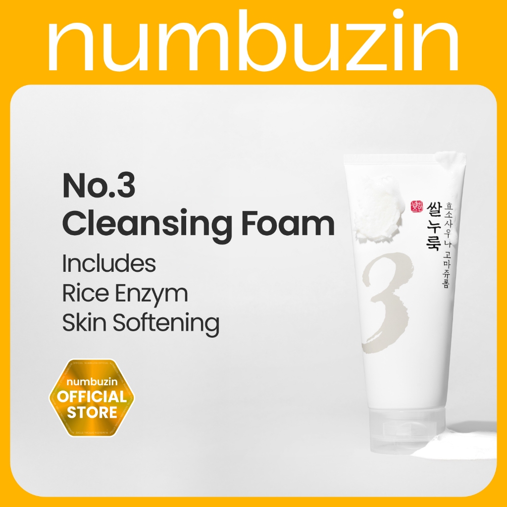 [Numbuzin Official] No.3 Rice Skin Enzyme Skin Softening Cleansing Foam ...