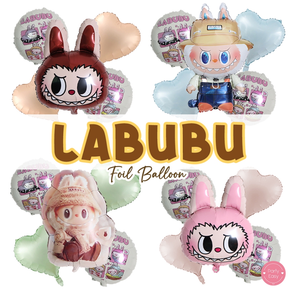 LABUBU Cartoon Character Foil Balloons with Stick Birthday Surprise ...