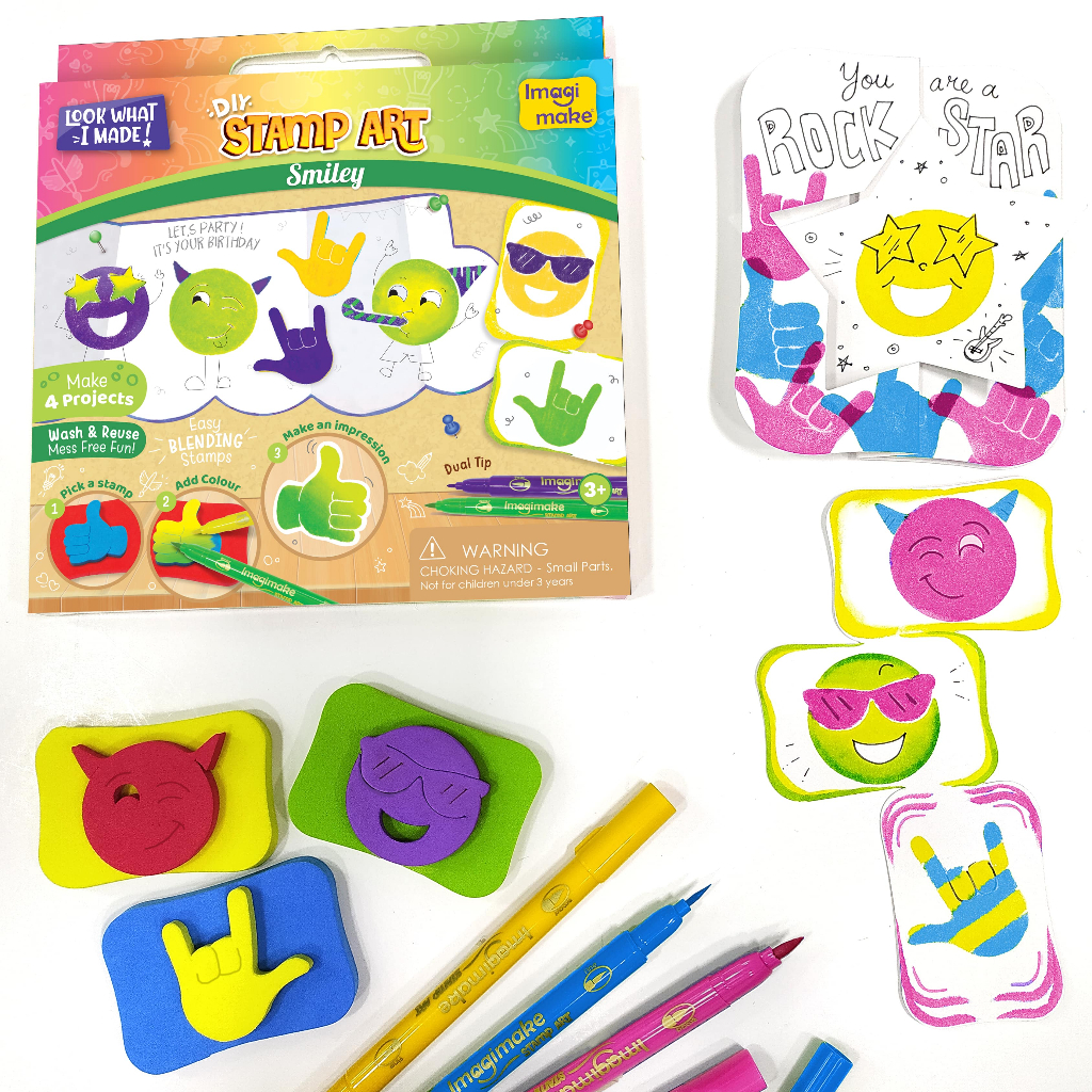 Smiley Emoji Stamp Art Kit for Kids 3+ | DIY Creative Craft Set ...