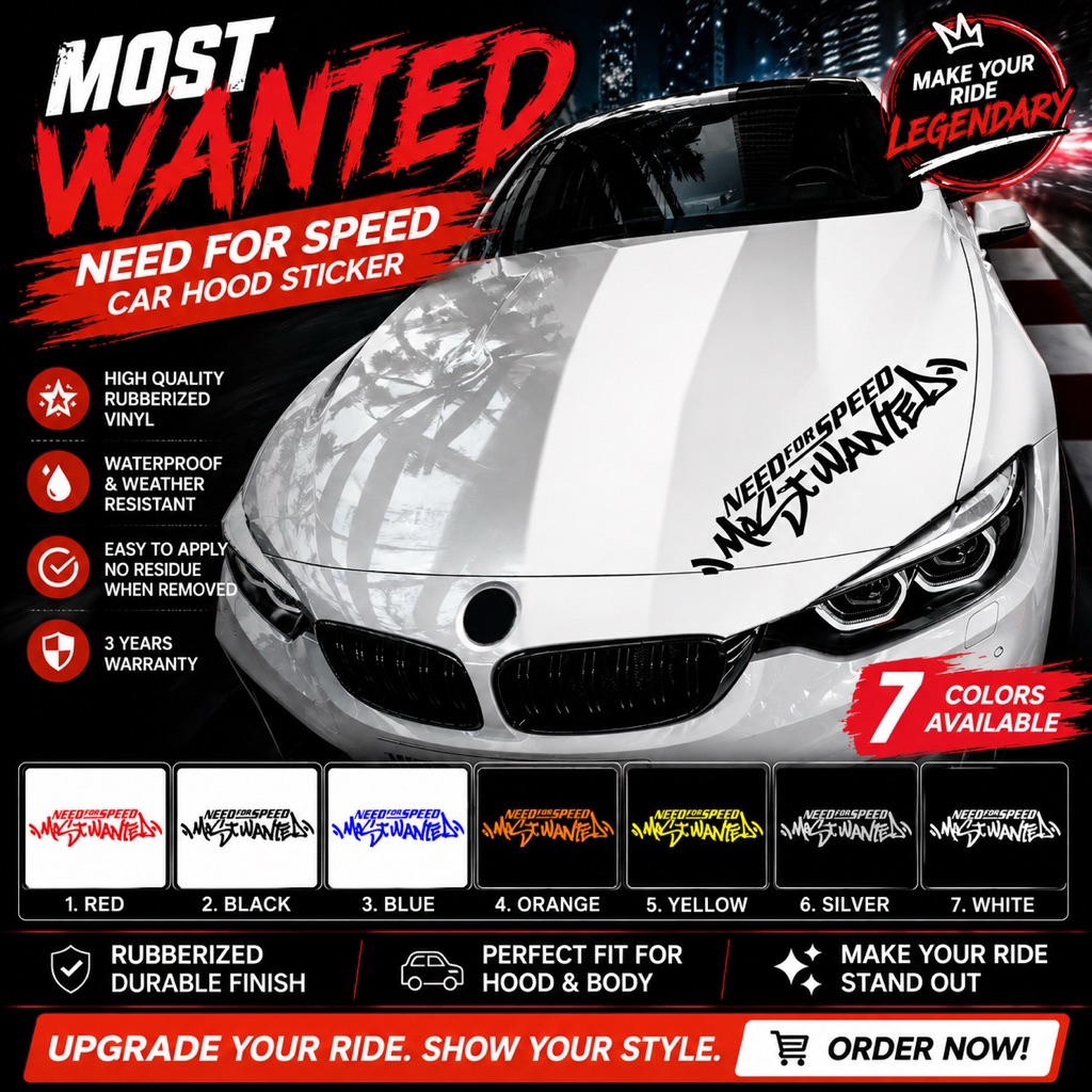 1pc. NEED FOR SPEED / car sticker for Hood/ rubberized car sticker 3 ...