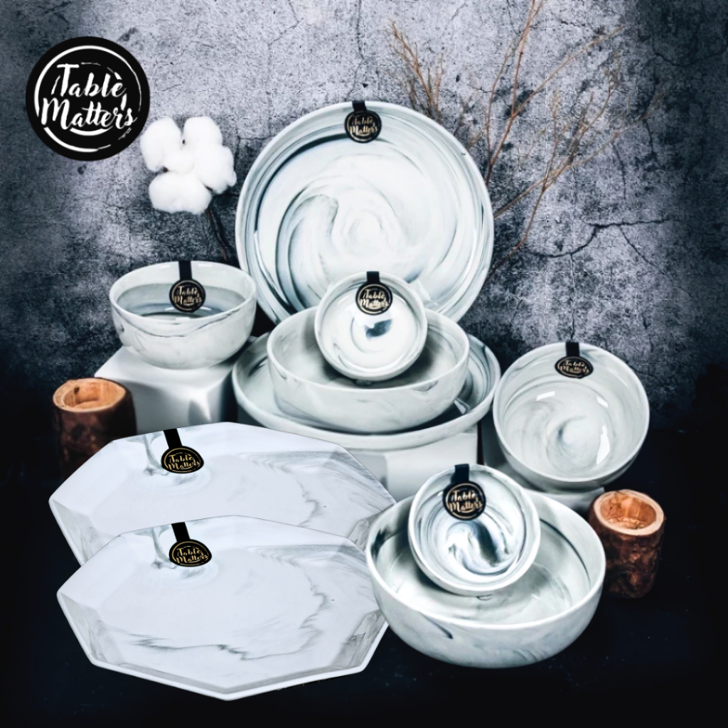 Table Matters - [Set of 2] Marble Dining 10 PCS Set [Plate | Bowl ...