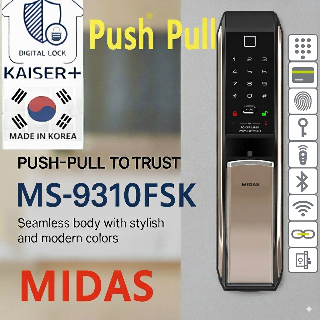Main Door Smart Lock, Push Pull Door Lock, Handle Lock, Password ...