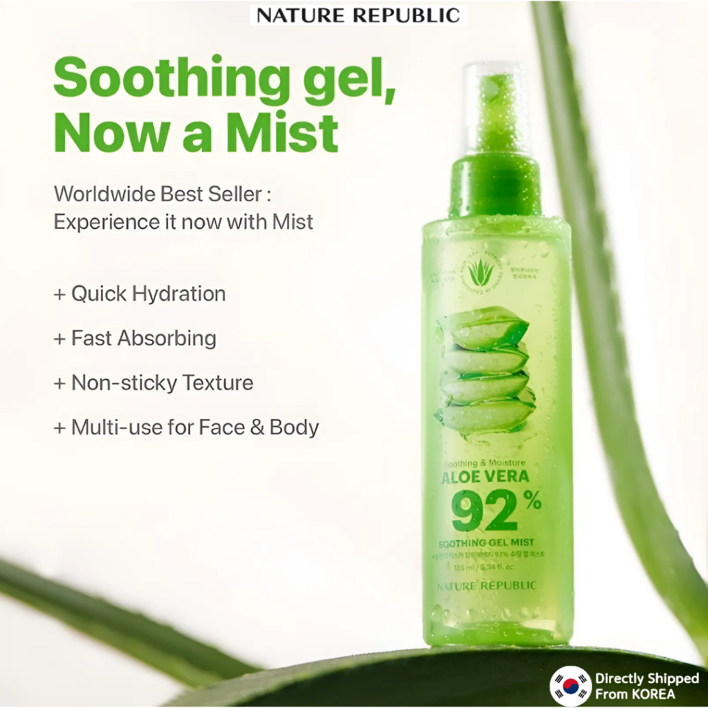 Nature Republic Soothing & Moisture Aloe Vera 92% Soothing Gel Mist 150ml |  Moisturizer for Face, Body, Hair | Portable, Cooling & Calming Care |  Shopee Philippines