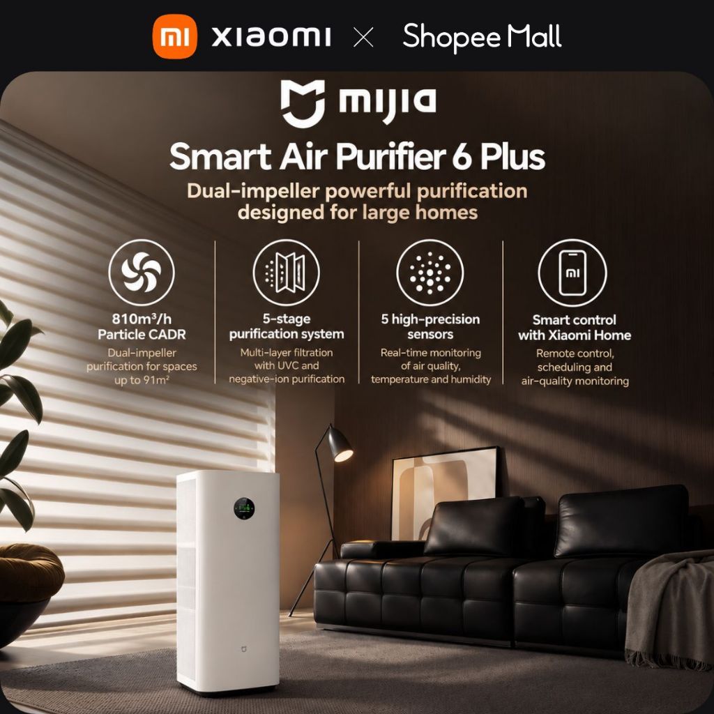 XIAOMI Mijia Smart Air Purifier 6 Plus | Shopee Philippines