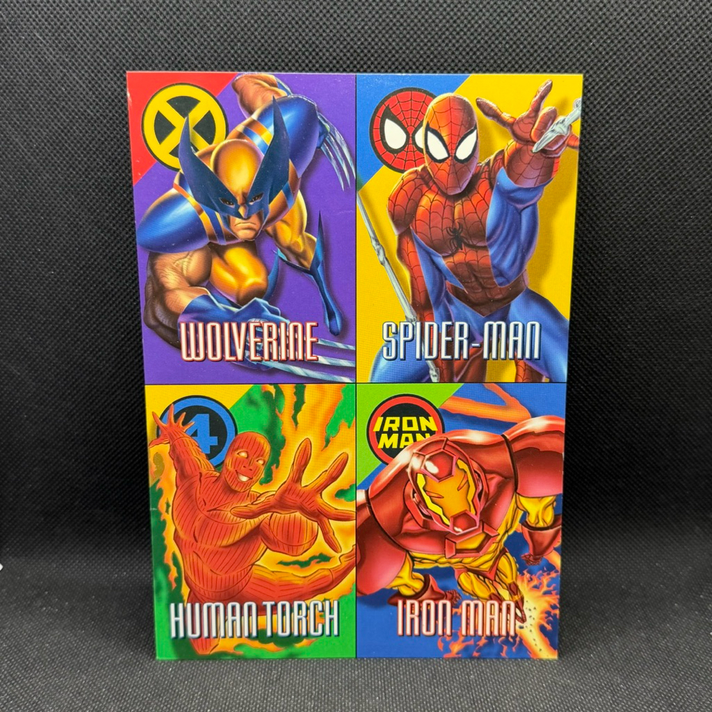 1996 Marvel Vision Embossed Uncut Card Wolverine Spider-Man Human Torch ...