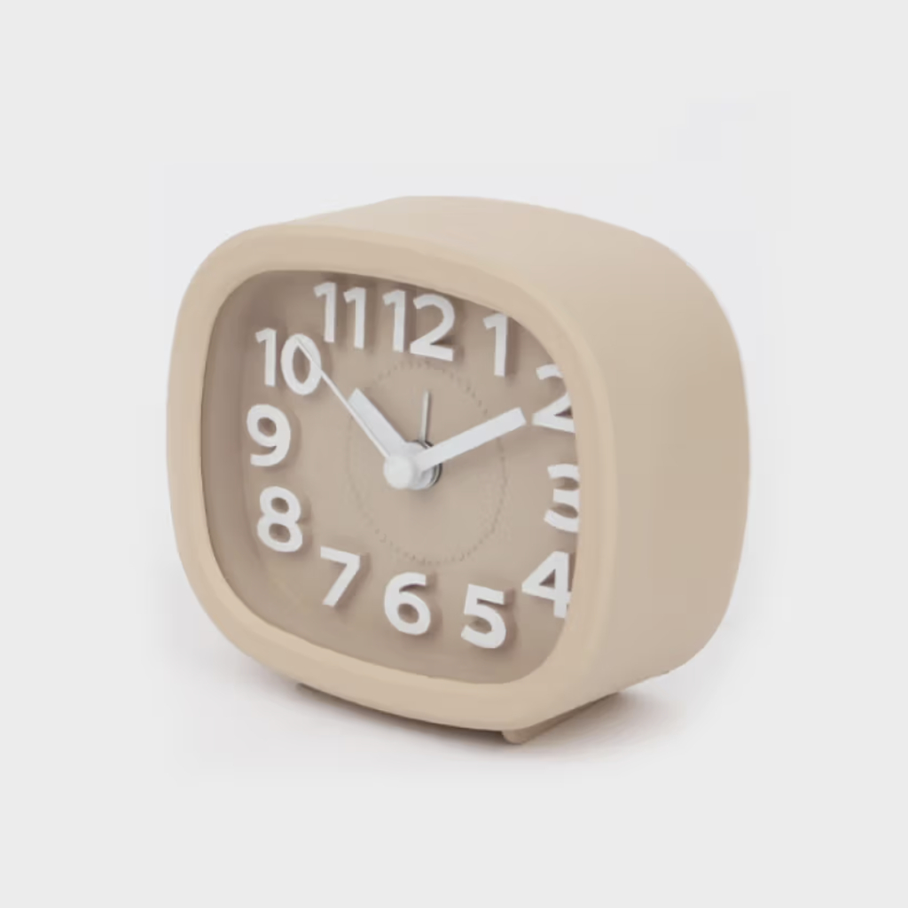 Daiso Korea Minimalist Square Desk Alarm Clock | Beige Analog Table ...