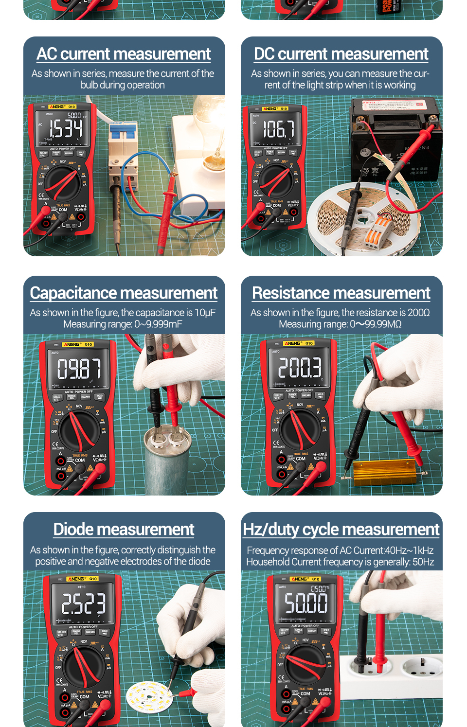Aneng Q10 Digital Multimeter 9999 Profesional Tester True Rms Analog