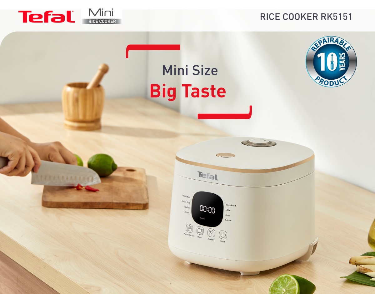 Tefal Mini Rice Mate Fuzzy Logic Rice Cooker 0.7L – 8 programmes, AI ...