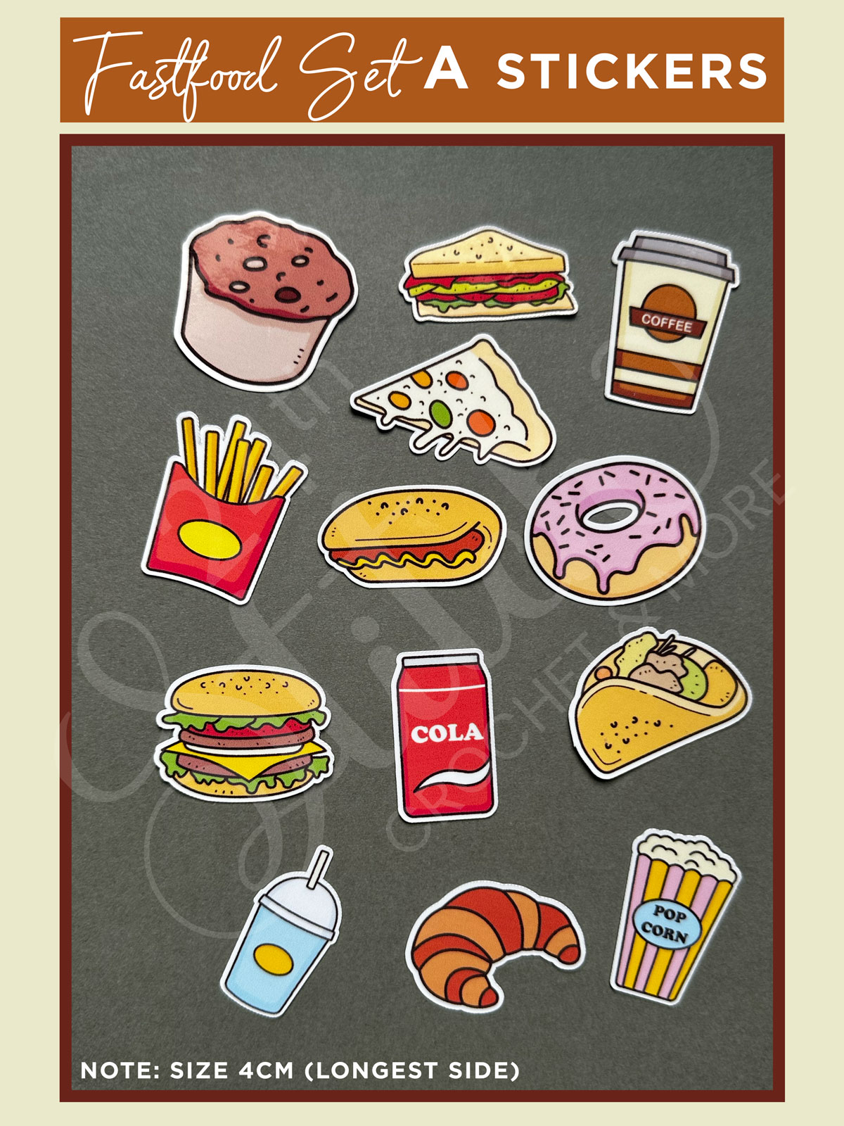 Fast Food Stickers – Normal Transparent Sparkle Film Coated – Kawaii ...