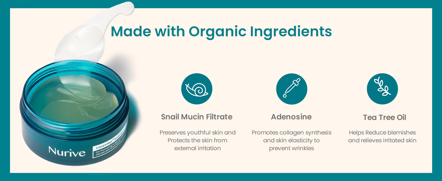 NURIVE Snail Mucin Eye Gel Patch (60 Patches) Dark Circles and Depuff ...