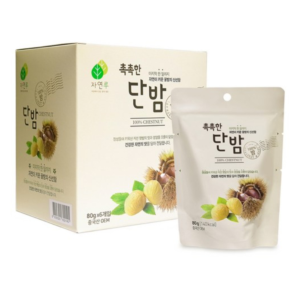 Moist Roasted Chestnuts 80g x 6 Packs / Ready-to-Eat Korean Snack ...
