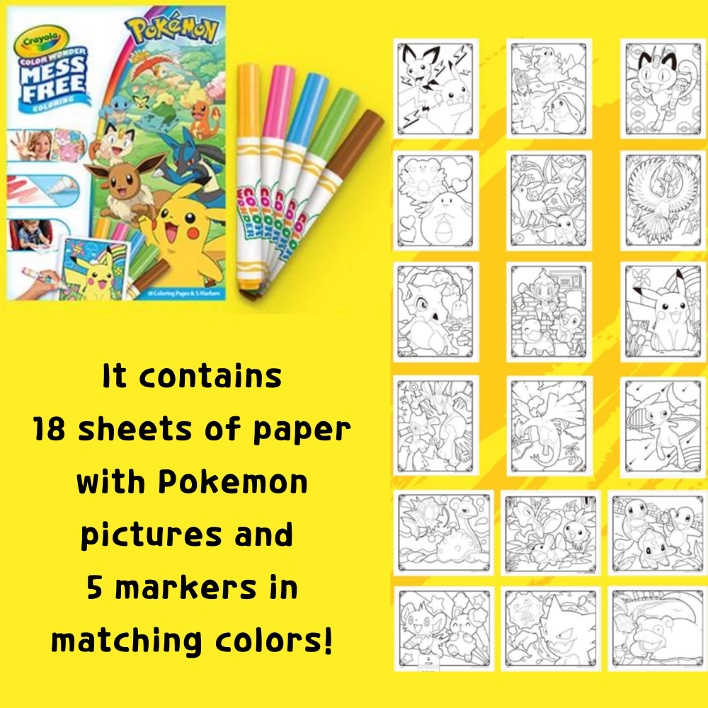 Mess Free Crayola Pokemon Coloring DIY Drawing DIY Painting Crayola ...