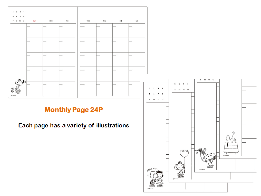 [SNOOPY] Peanuts Snoopy Fleece Cover Diary Planner Scheduler Monthly ...