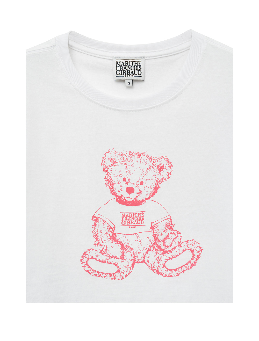 ★Marithe + Francois Girbaud★ W DOODLE BEAR CROP TEE whiteb W DOODLE BEAR CROP TEE