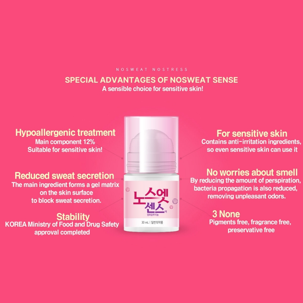 NOSWEAT Sense Solution, Anti-perspirant roll on, 30ml, Reduce Excessive ...