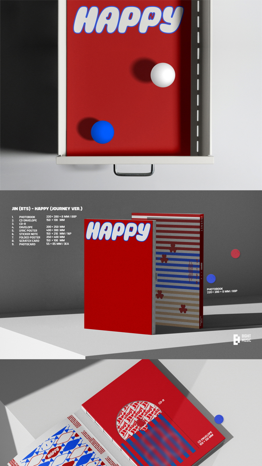 JIN (B'TS) ECHO 2nd Mini Album Full Set - 3 Photobooks + 1 Weverse, DHL Shipping