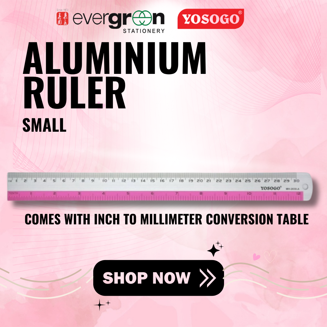 [SG] Yosogo Aluminium 12 Inch Ruler, with Millimeter Conversion Table ...