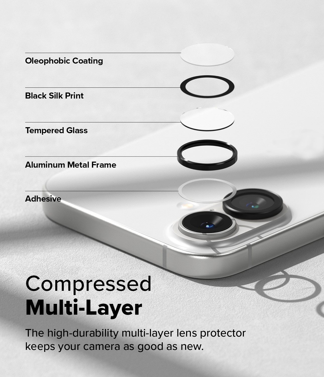 Ringke Camera Lens Frame Glass for iPhone 16 Plus 16 Camera Lens Cover ...