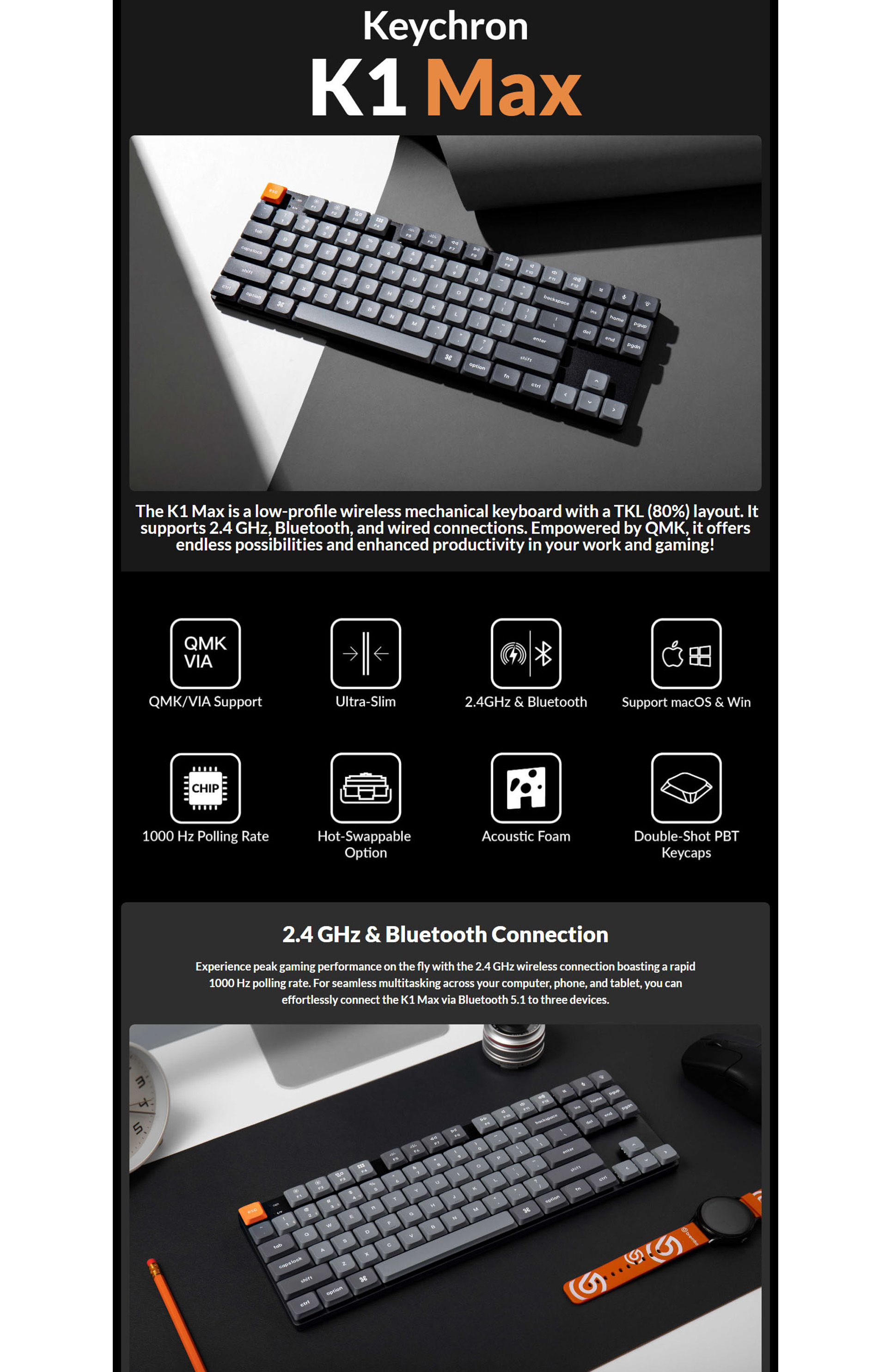 Keychron K1 Max Wireless Custom Mechanical Keyboard | Shopee Philippines