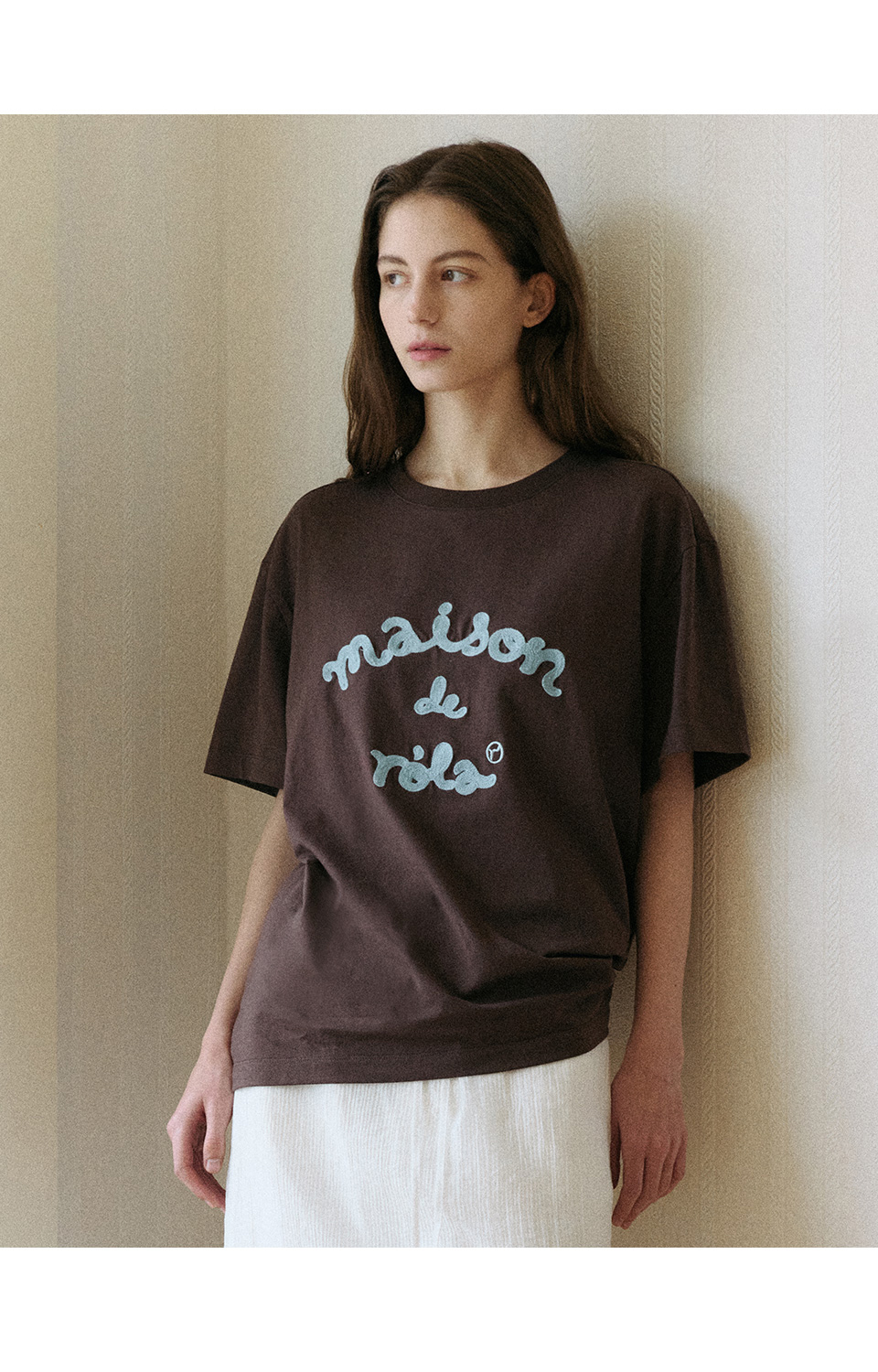 [ROLAROLA] MAISON DE ROLA EMBROIDERY LOOSE FIT T-SHIRT | Shopee Philippines