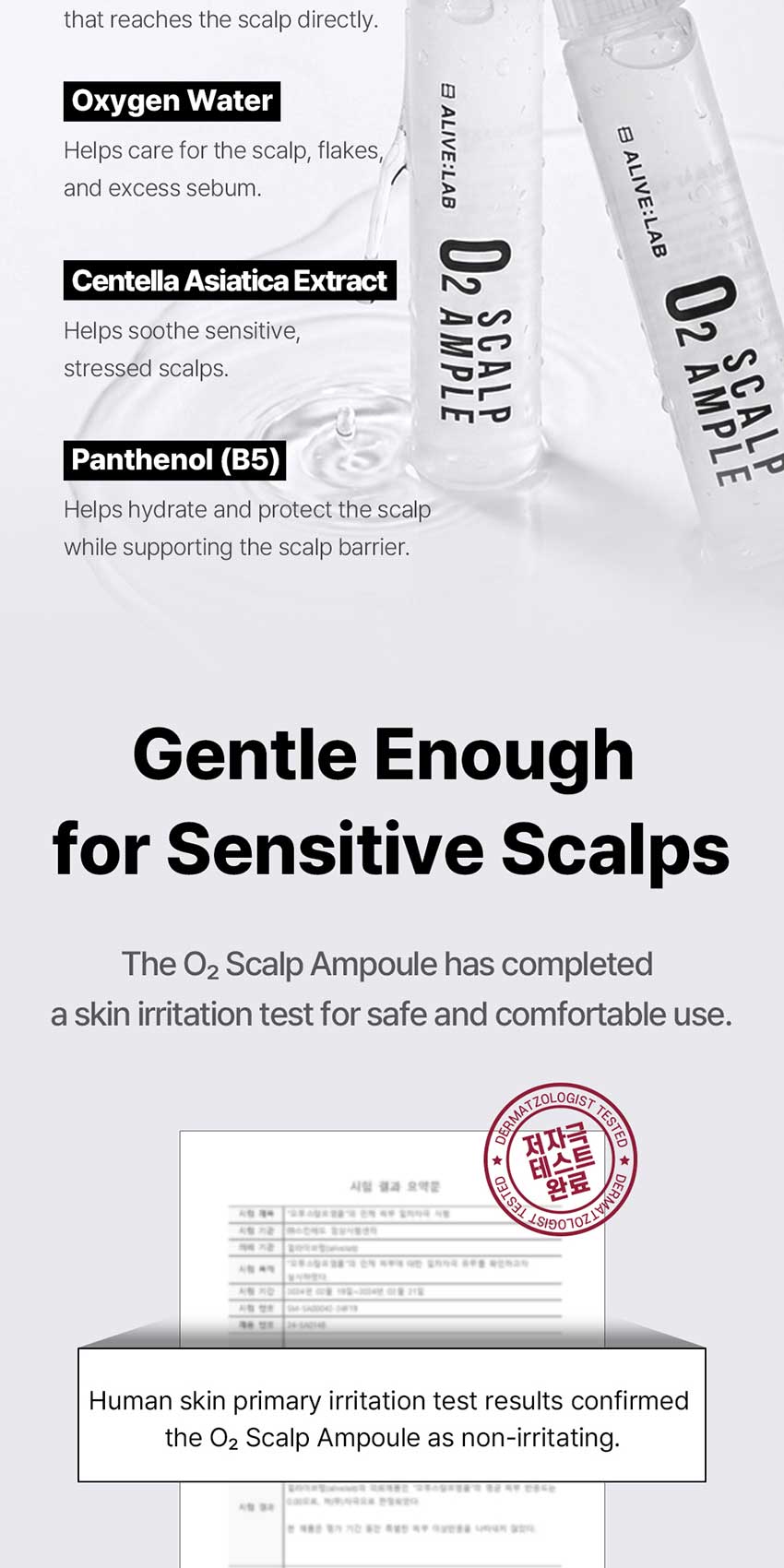 ALIVELAB O2 Scalp Ampoule, Leave-In Scalp Serum with Panthenol & Zinc ...