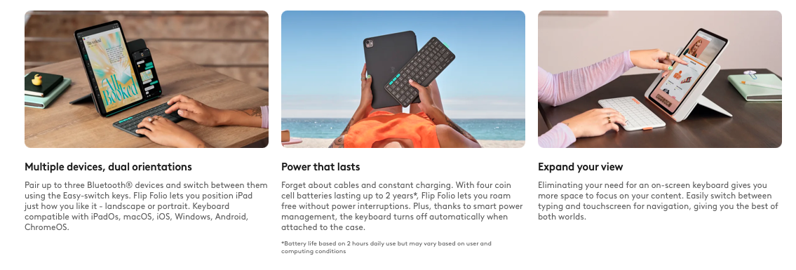 Logitech Flip Folio for Ipad Air (M2, M3 & 5th Gen) & Ipad Pro (M4 & M5 ...