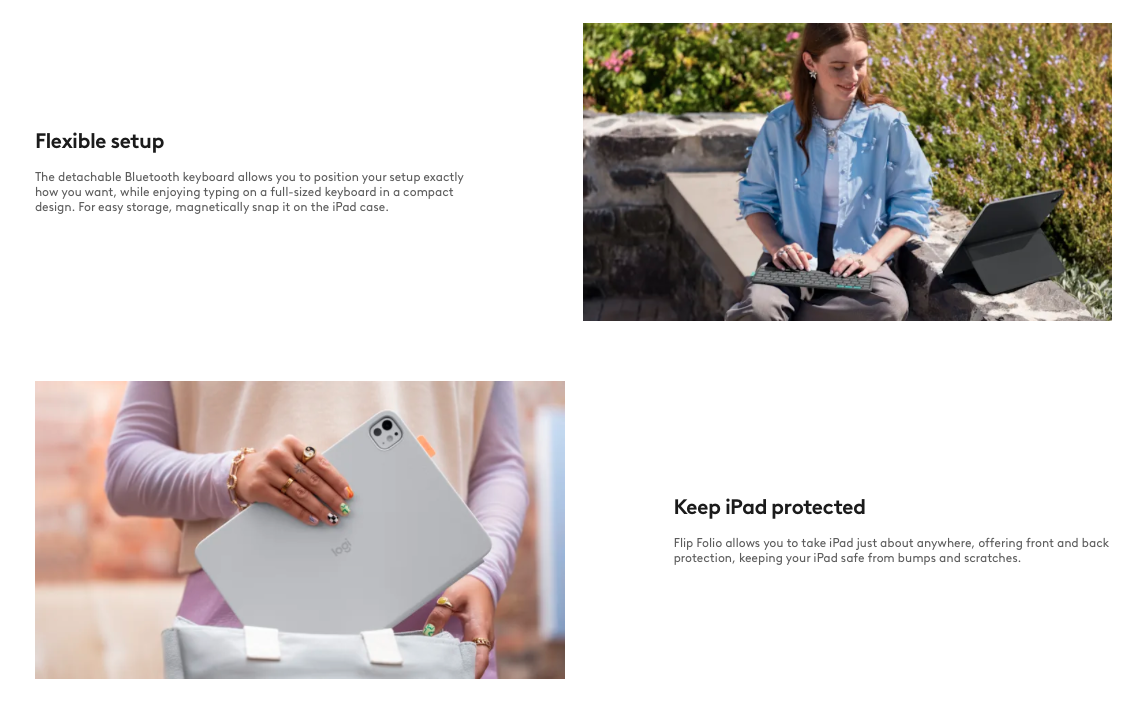 Logitech Flip Folio for Ipad Air (M2, M3 & 5th Gen) & Ipad Pro (M4 & M5 ...