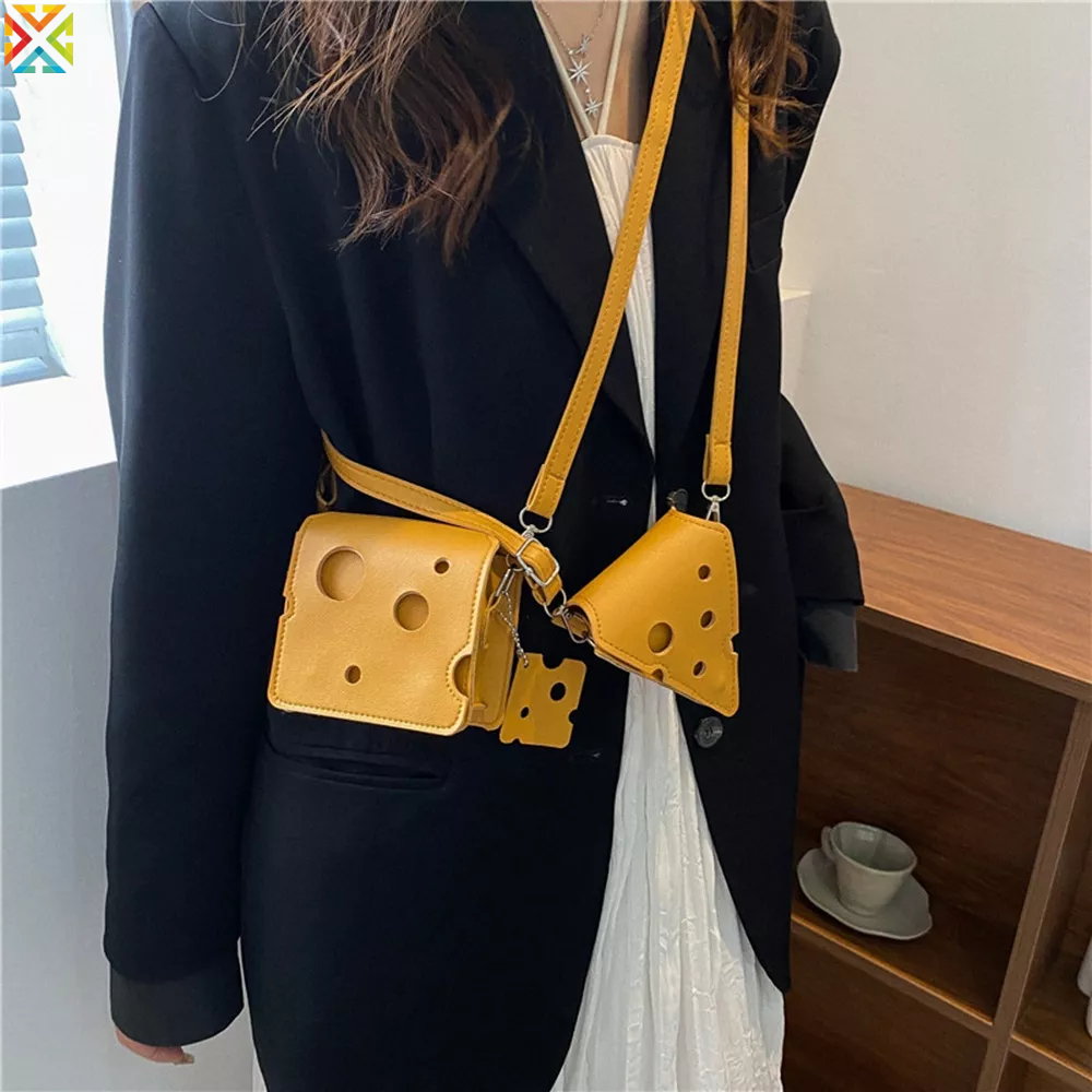 Cheese Shaped Mini PU Leather Bags For Women Cute Earphone Lipstick ...