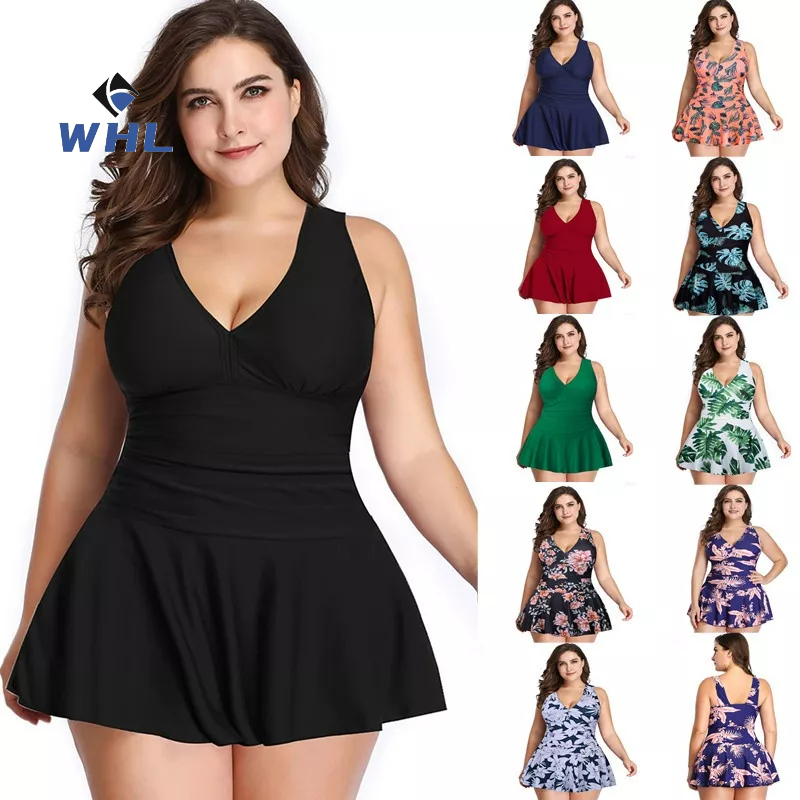 WHL Plus Fat Size Swimsuit Women Cover Belly Slimmer Look