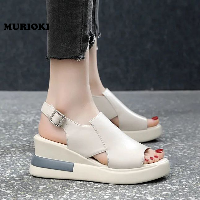 MURIOKI Muffin Thick-Sole Wedge Sandals High-Heeled For Women(Add One ...