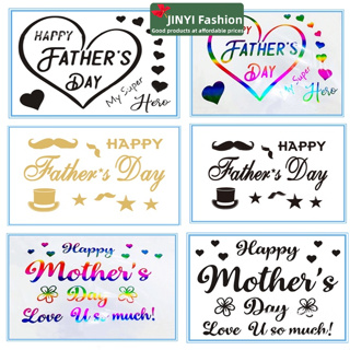 Happy Father's Day Stickers 64pcs/4 sheets Hat Beard Letters Art Decal for  Greeting Card Dessert Cupcake Decoration Gift Bag Packaging 