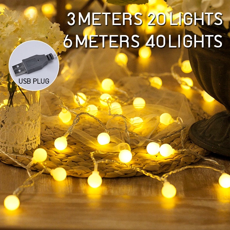 3–6m LED Fairy String Lights – USB Bulb Ball for Christmas, Wedding ...