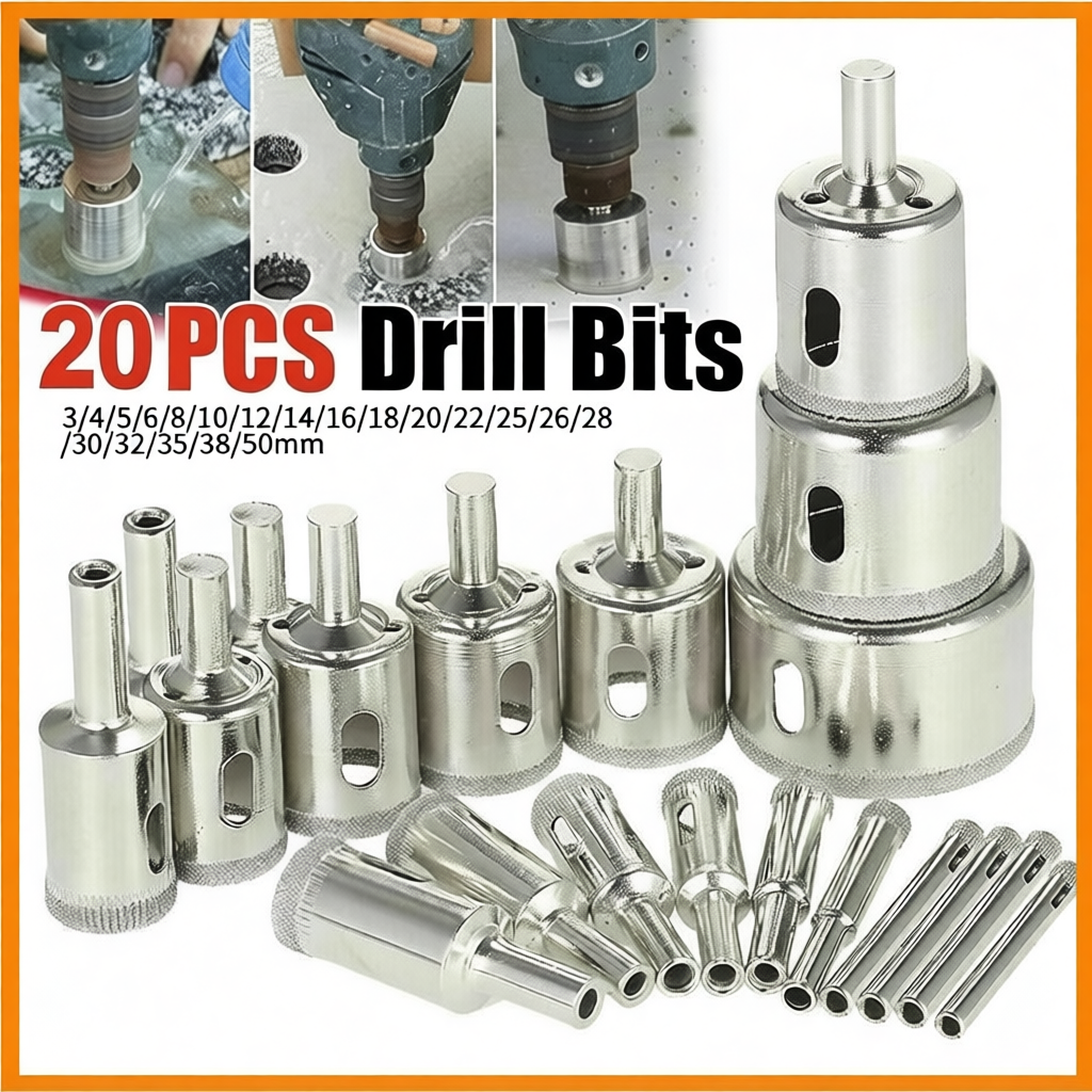 10/15/20pcs Diamond Bit Set Hole Saw Cutter Diamond Drill Bit Marble ...