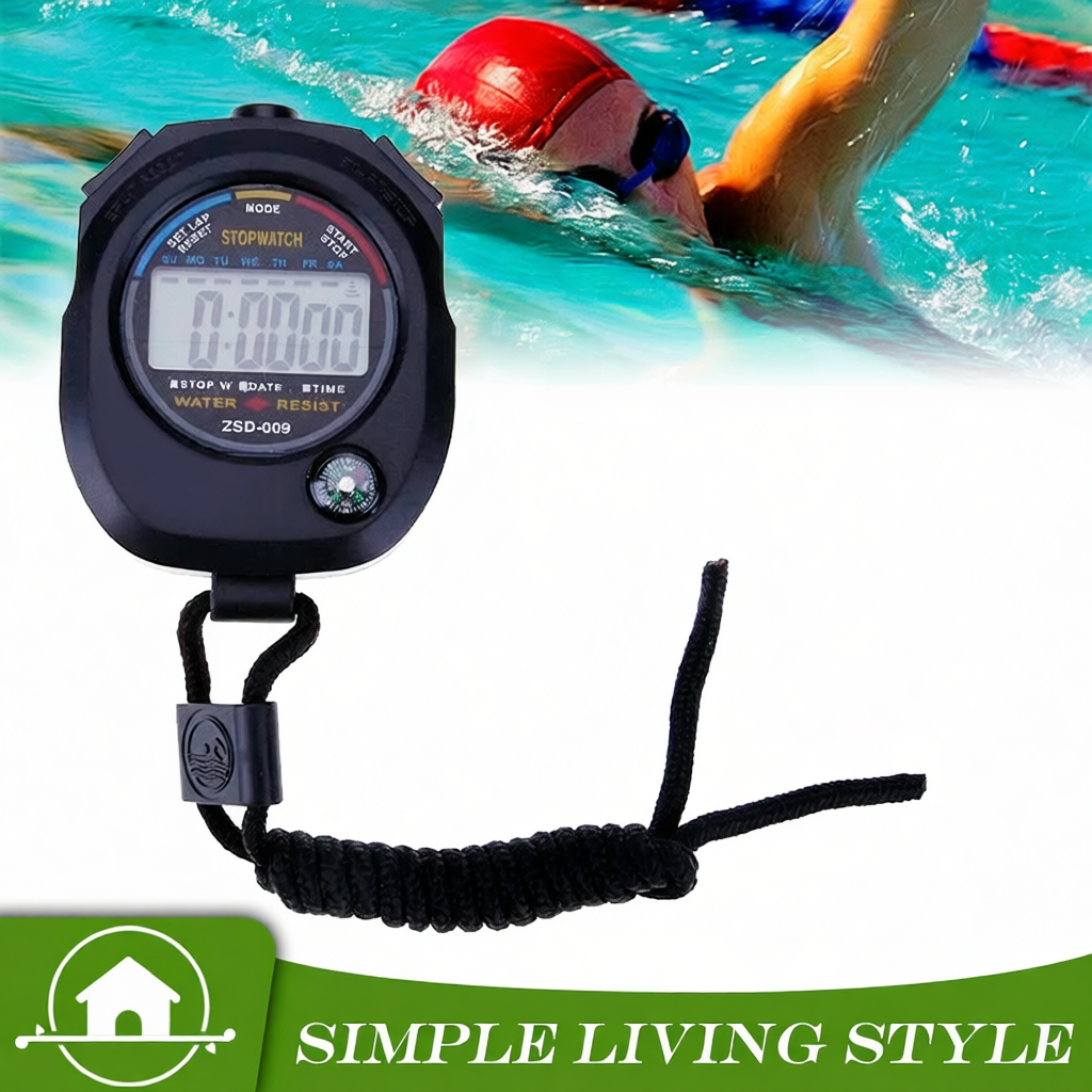 Stopwatch Chronograph Timer Counter Waterproof Digital LCD With Battery ...