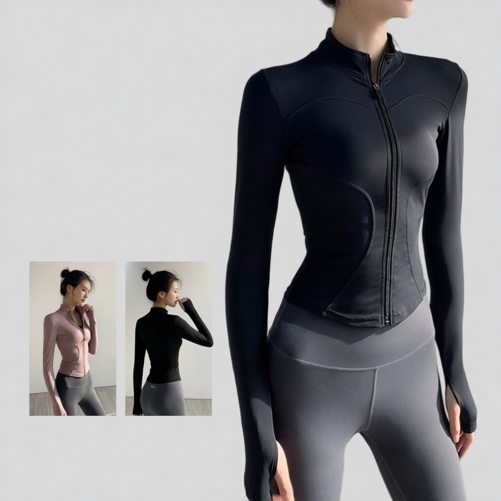 Women's Long Sleeve Dri-FIT Yoga & Running Jacket – Slim Fit Gym Top ...