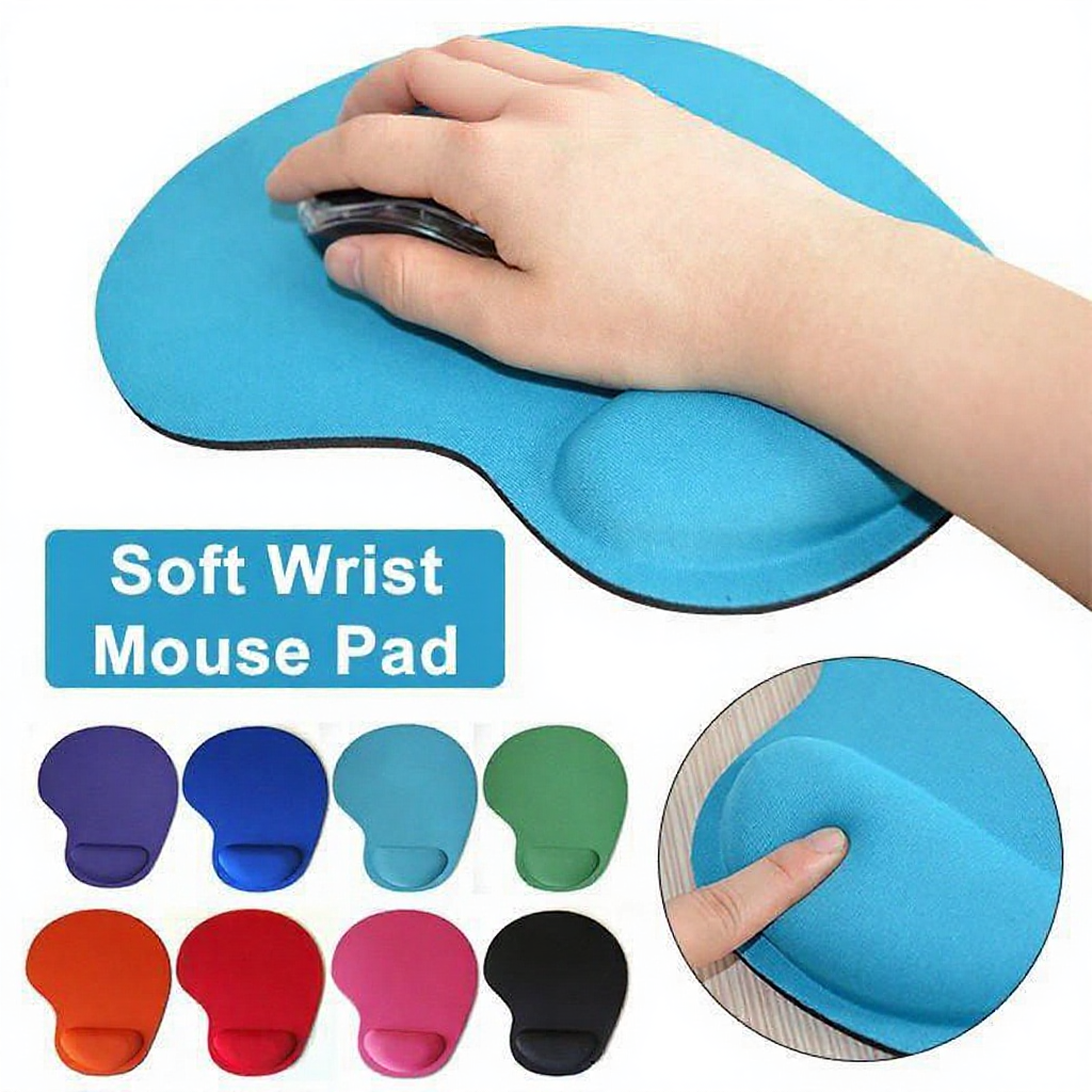 Solid Color Mouse Pad with Built-in Wrist Rest for Laptops | Shopee ...