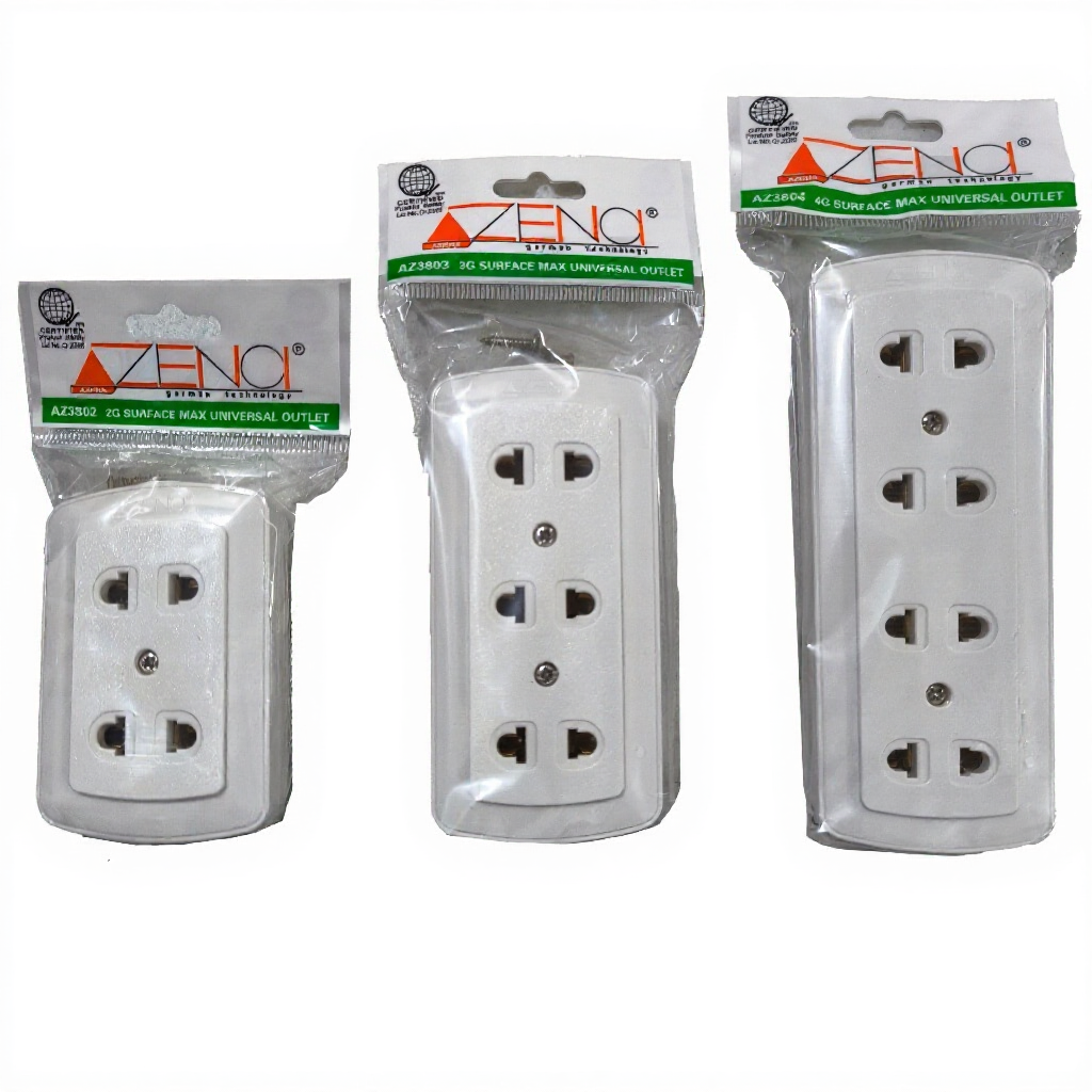 Azena Surface-Mount Universal Outlet – 2, 3, & 4 Gang Convenience ...
