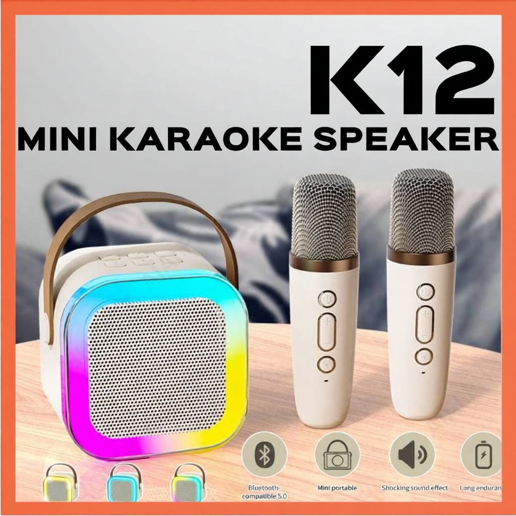 K12 Home KTV Karaoke Machine Dual Microphone RGB Light Wireless Speaker ...