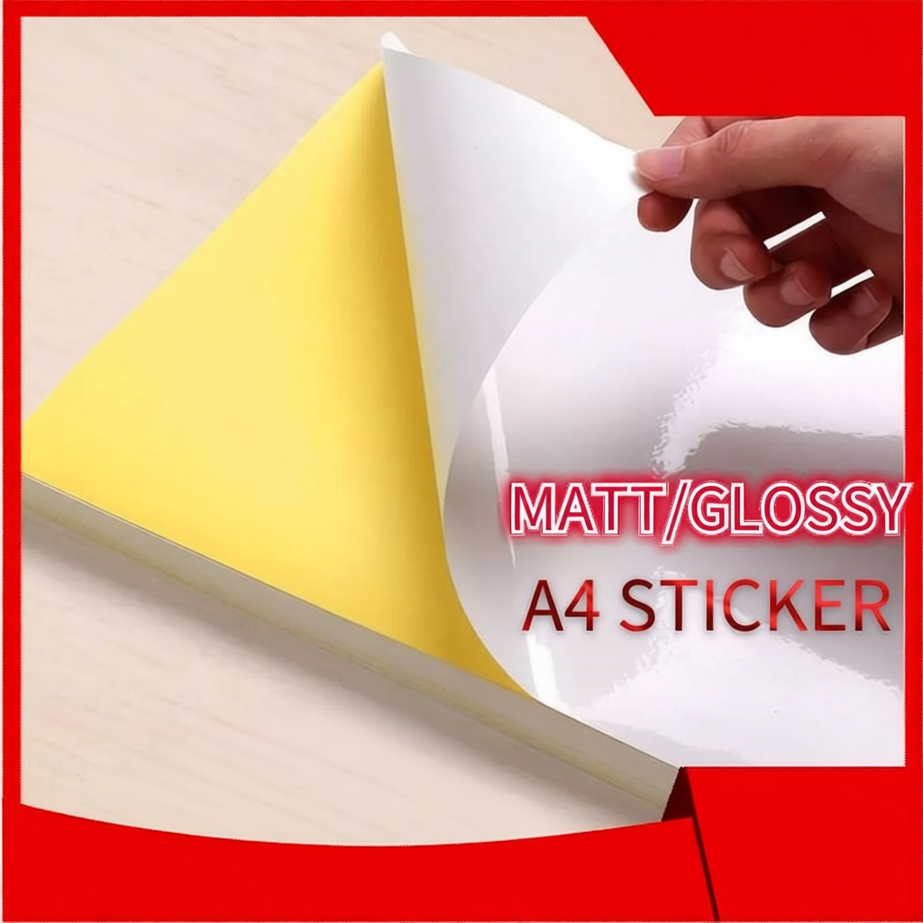 A4 Printable Sticker Paper Glossy or Matte for Inkjet– 20,50,100Pcs ...