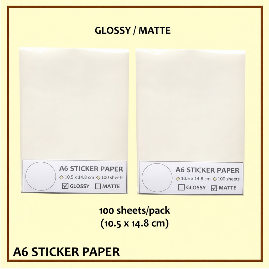 100PCS A6 Sticker Paper – Glossy & Matte Sheets for Inkjet Printers and ...