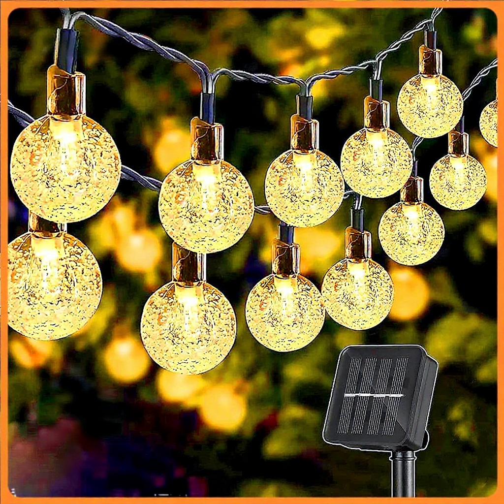 Solar String Lights Outdoor – 100 LED, 40 Feet, Multi-Color Crystal Globe With 8 Modes, IP65 Waterproof, Memory Function For Garden, Patio, Wedding & Party