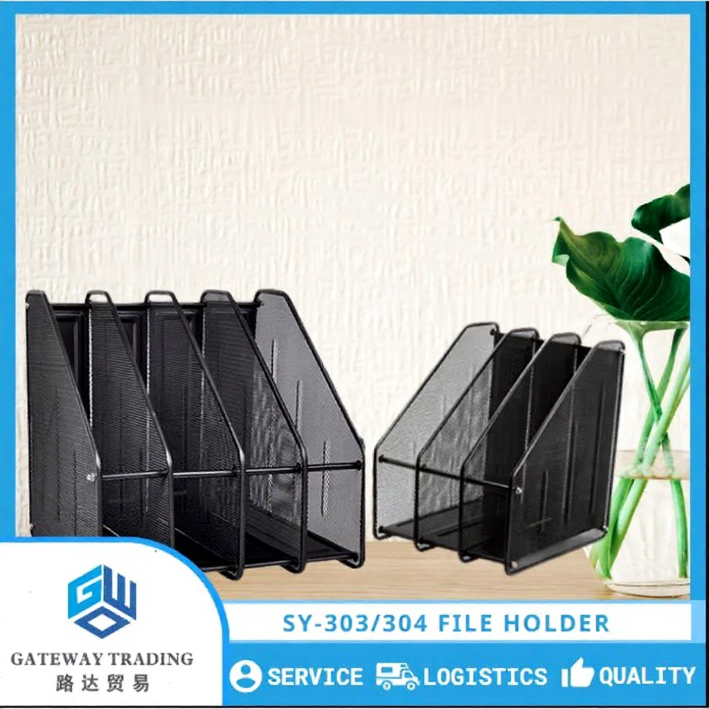Magazine/File Rack Desk Organizer – Metal Document and Book Holder Tray ...