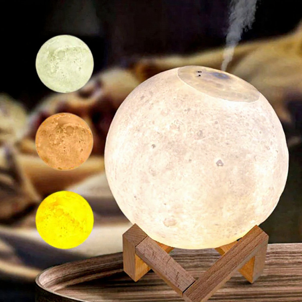 3D 880ML Ultrasonic Diffuser – Moon Lamp Humidifier with Cool Mist and ...