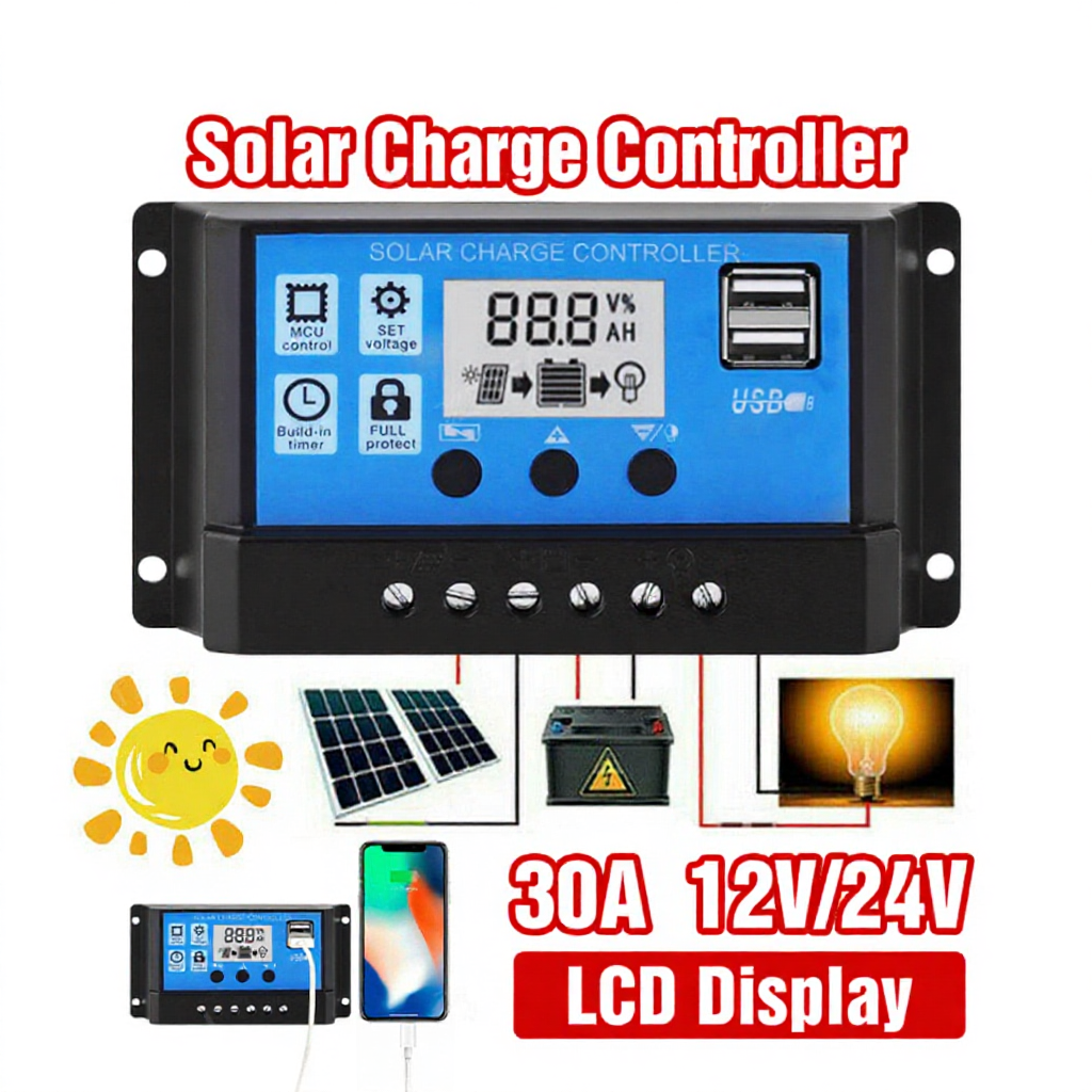 30A PWM Solar Charge Controller with Advanced Features | Shopee Philippines