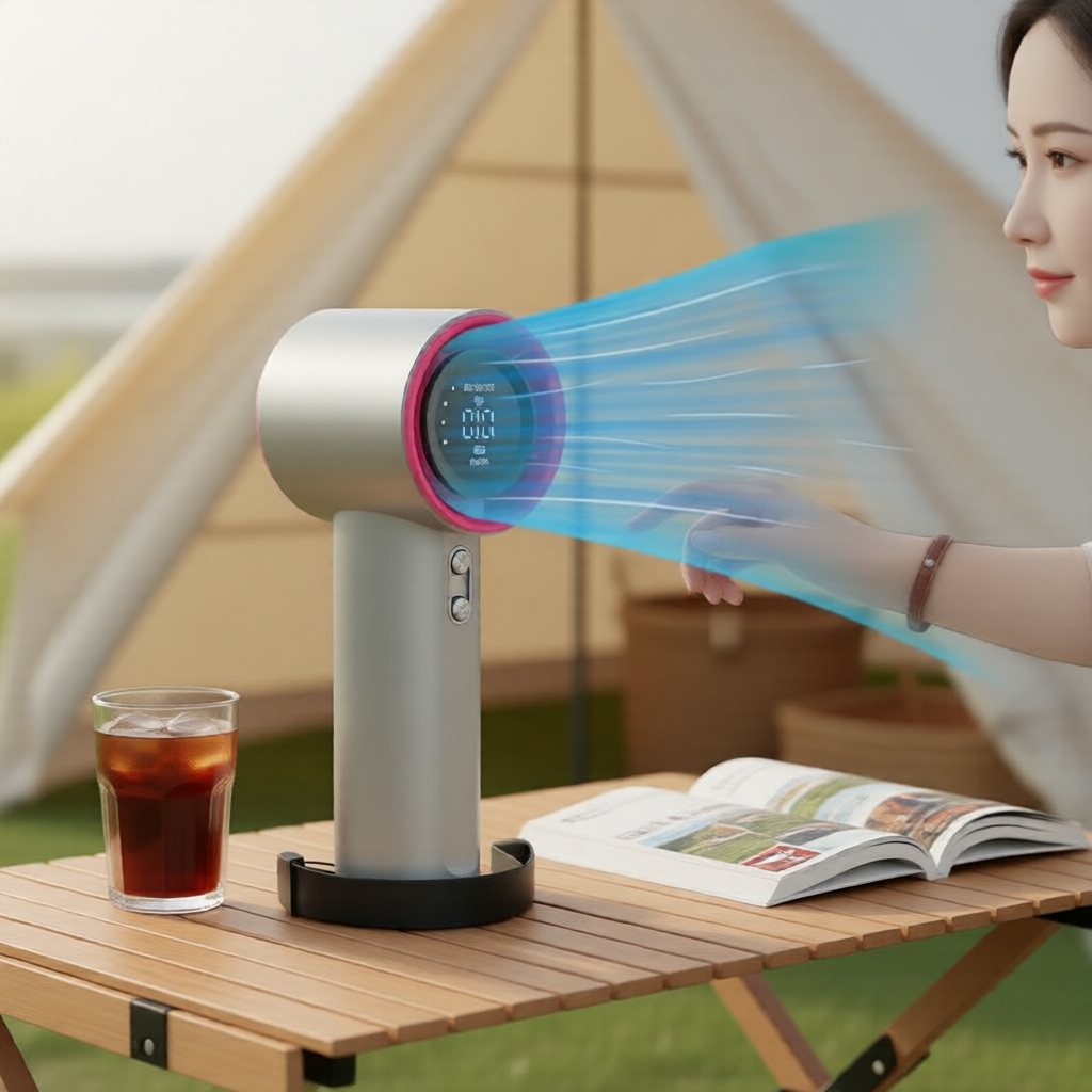 Portable 4000mAh Rechargeable Mini Turbo Jet Fan, Strong Wind Handheld ...