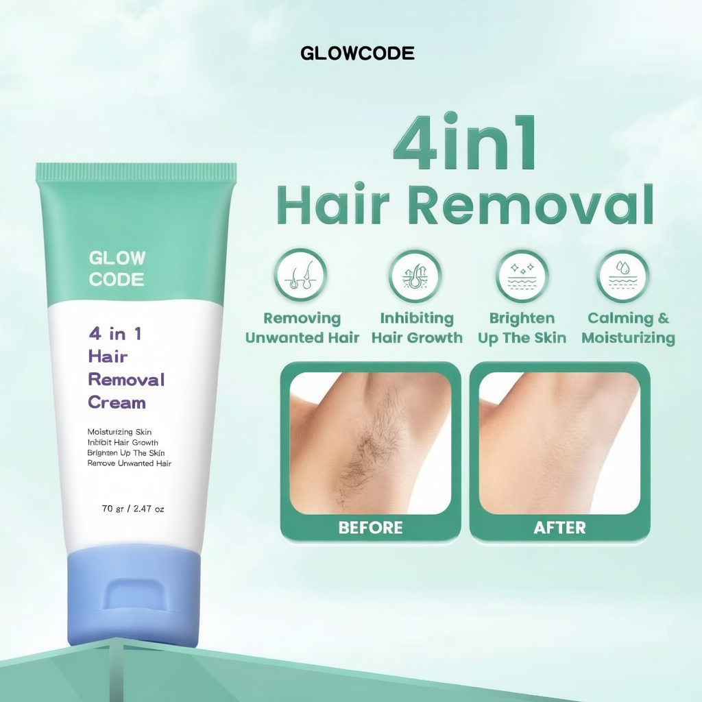 Glowcode 4-in-1 Hair Removal Cream | Wax & Shaving Alternative for ...