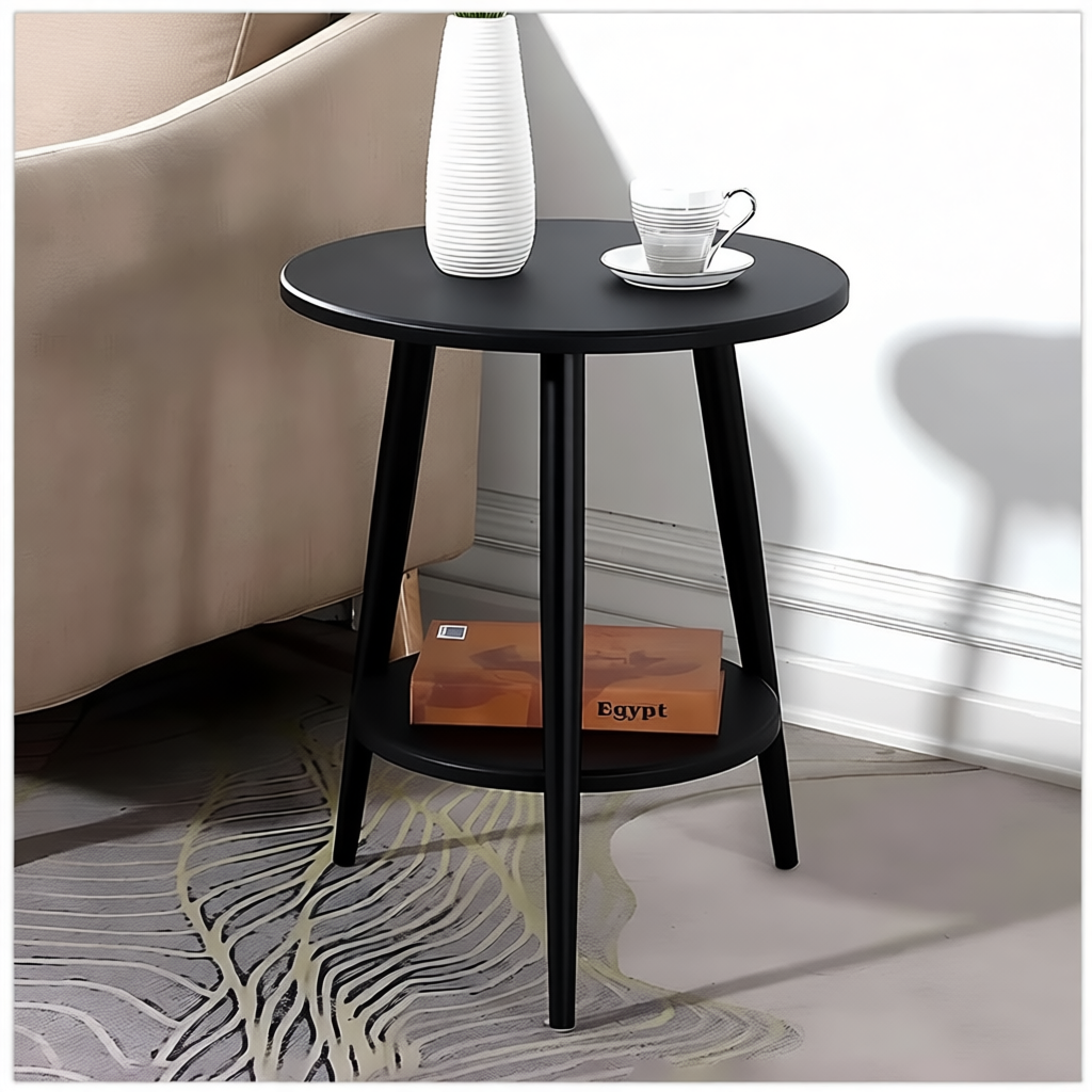 Double Layer Round Solid Wood Coffee Table | Shopee Philippines